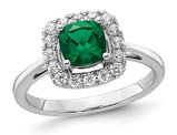 4/5 Carat (ctw) Lab-Created Emerald Ring in 14K White Gold with Lab-Grown Diamonds 1/4 Carat (ctw)